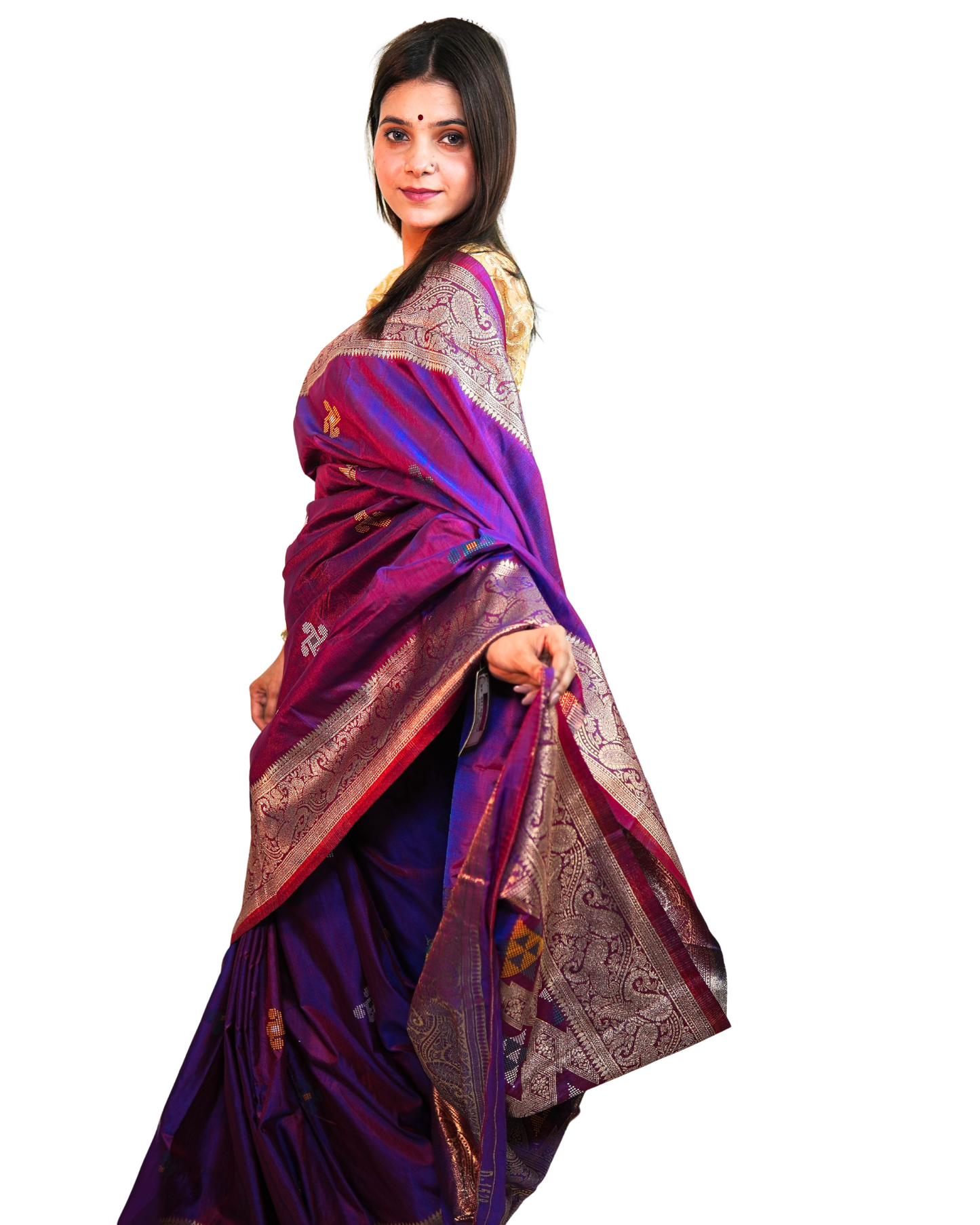 Neelakshi Purple Ikkat Silk Saree