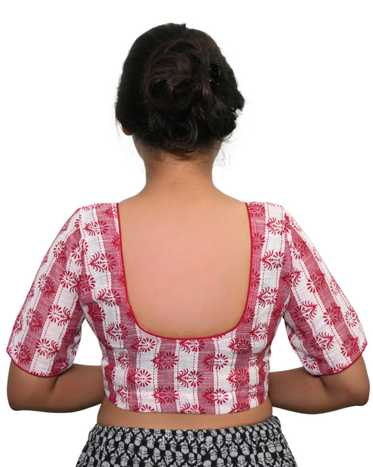 Gulmohar Pink Printed Cotton Blouse