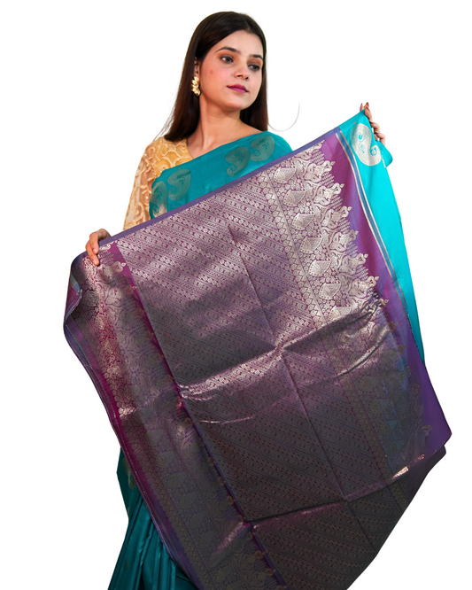Teal Royal Pure Silk Saree