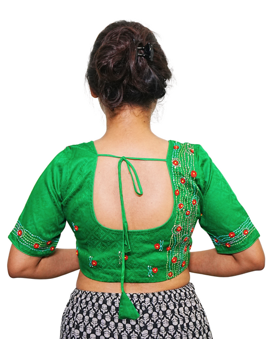Emerald Grace Choli-Cut Blouse