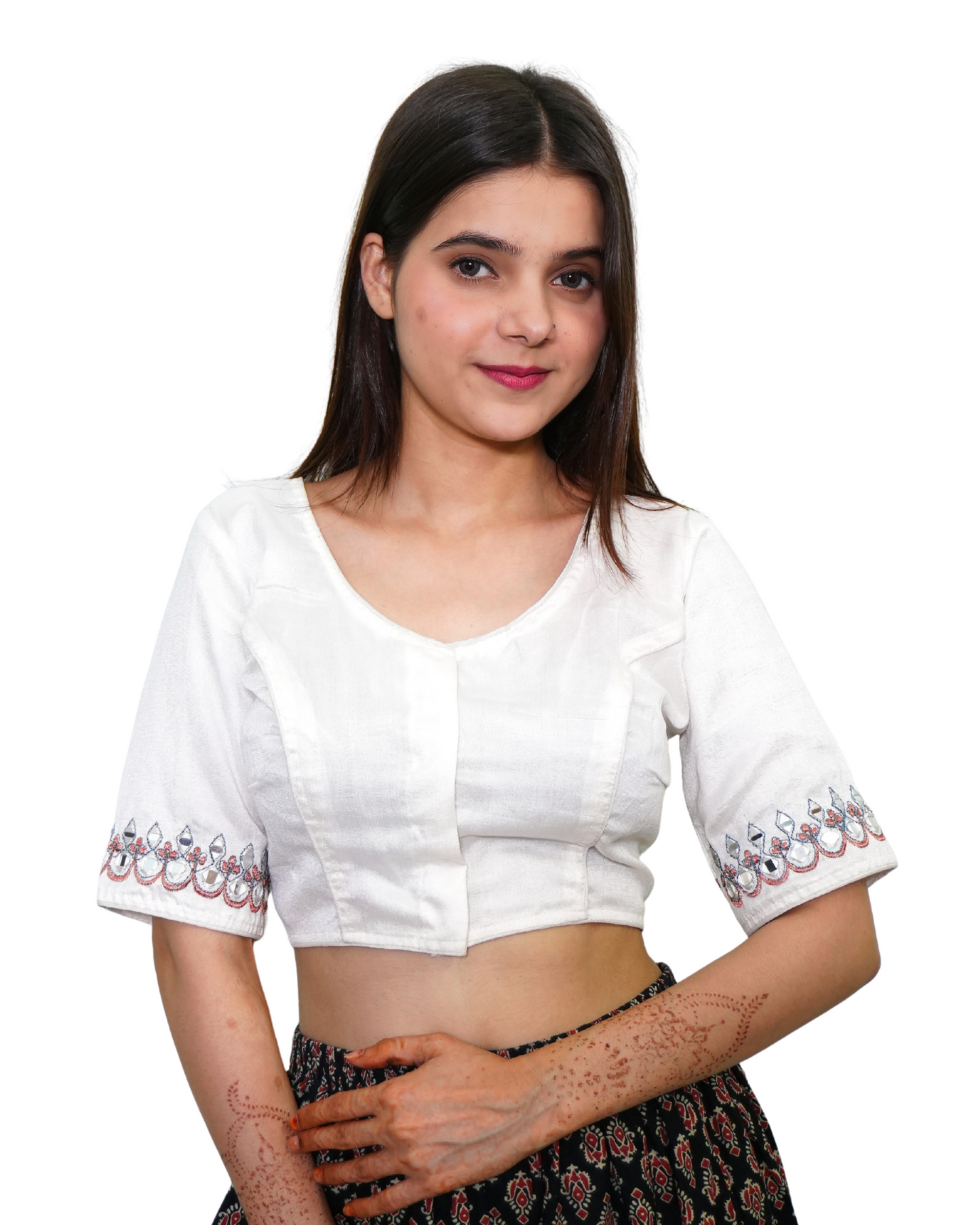 White Silk Princess Cut Blouse