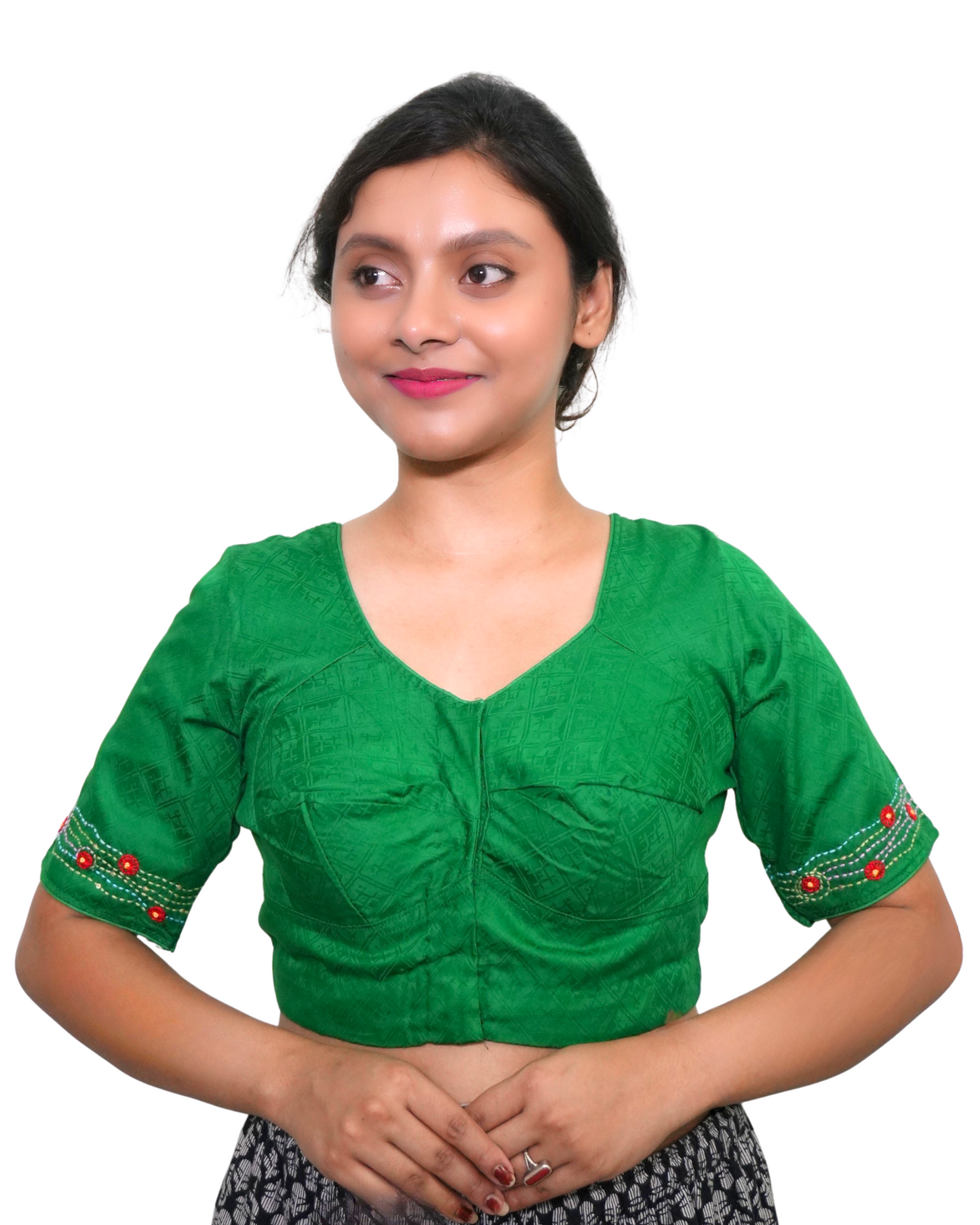 Emerald Grace Choli-Cut Blouse