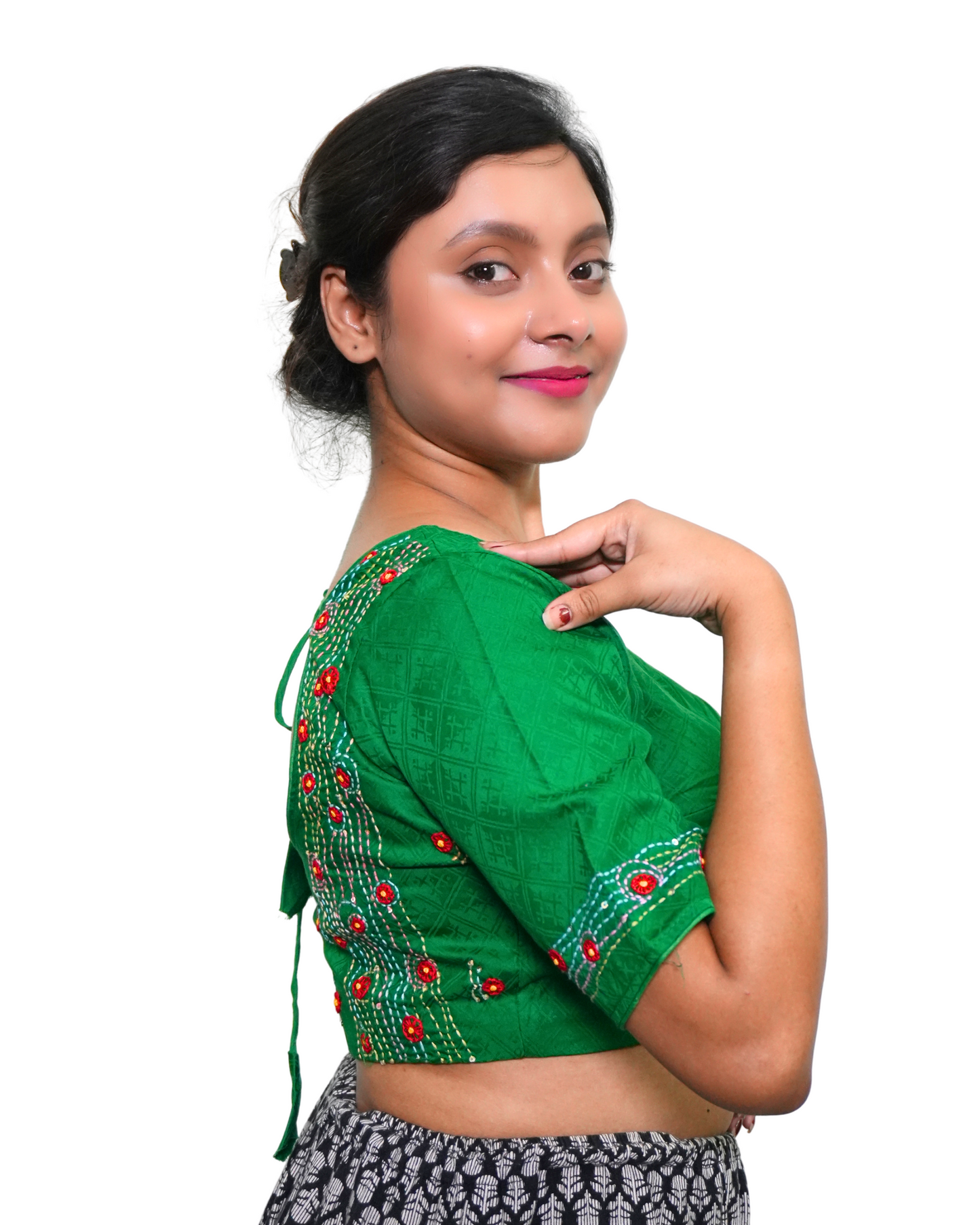 Emerald Grace Choli-Cut Blouse