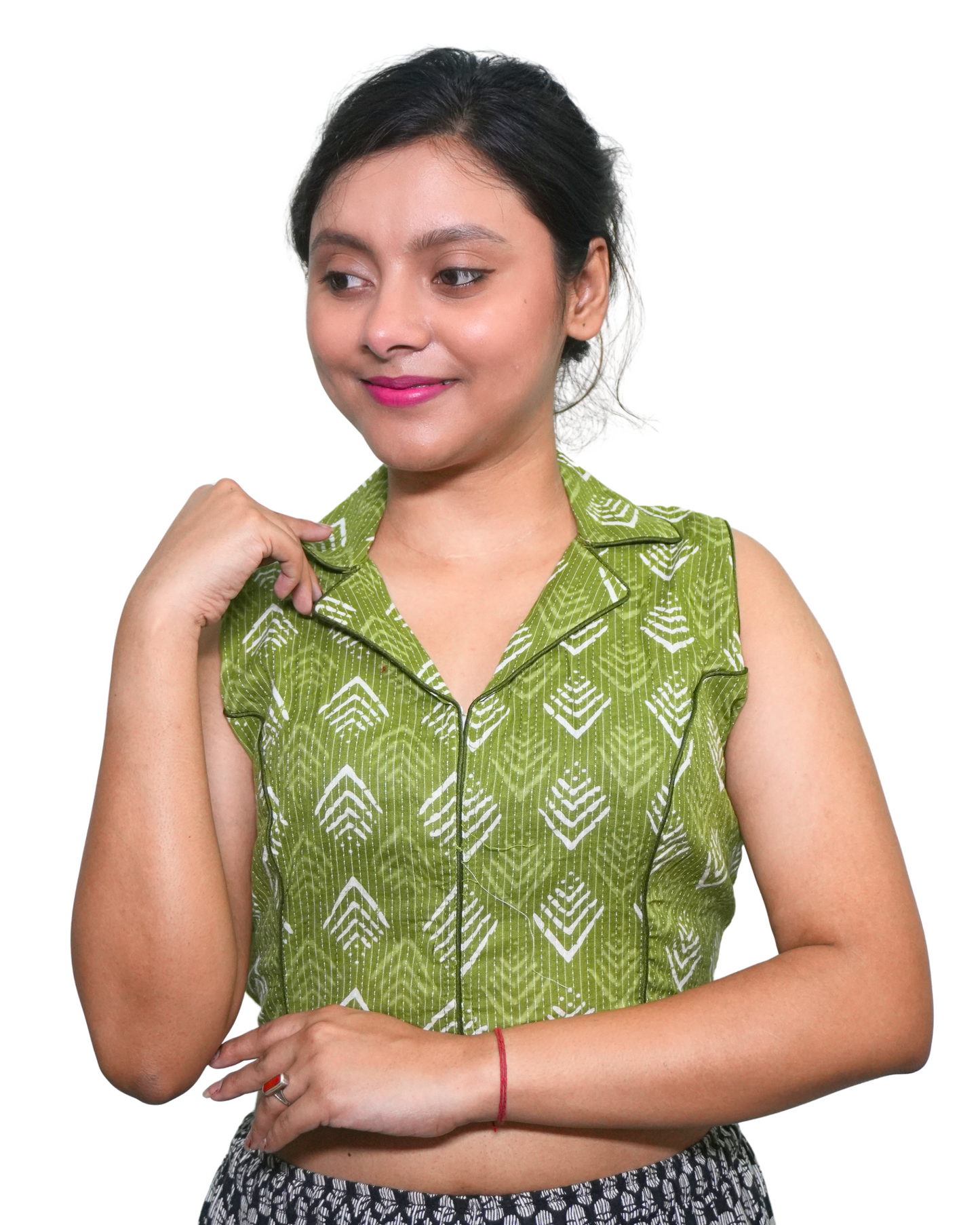 Harit Chevron Sleeveless Blouse