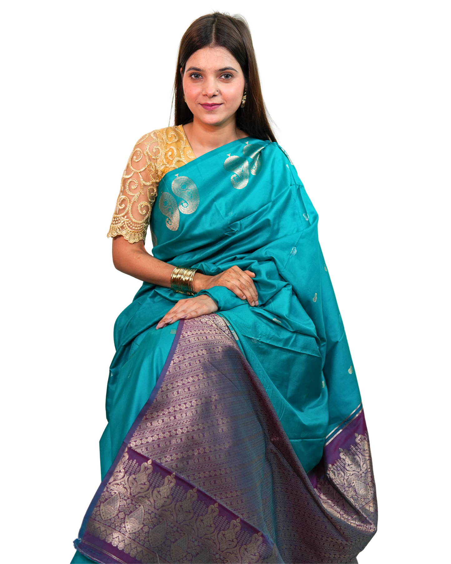 Teal Royal Pure Silk Saree
