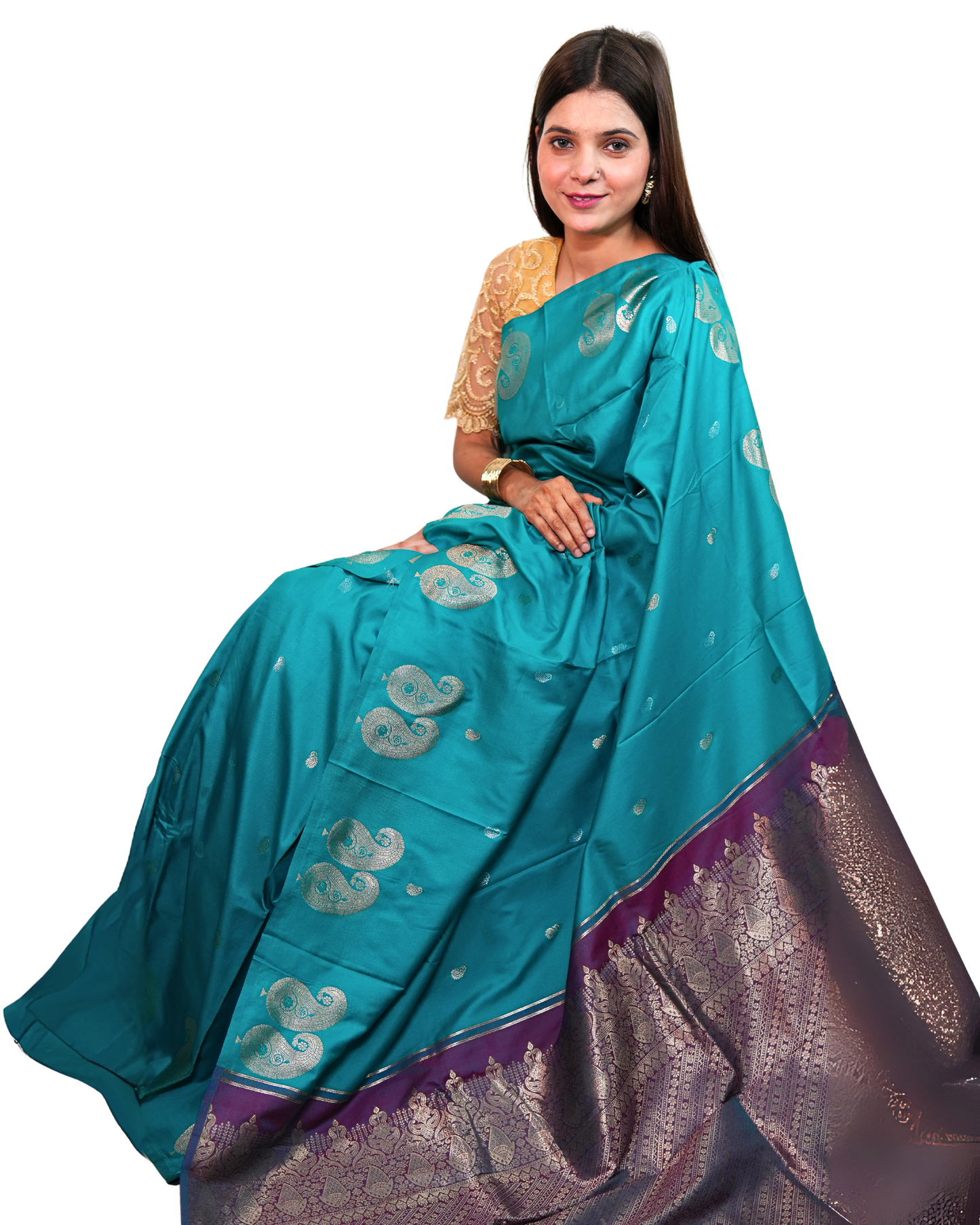 Teal Royal Pure Silk Saree
