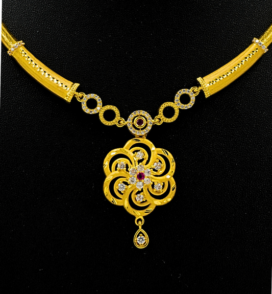 Padmavati Gold Spiral Pendant Set