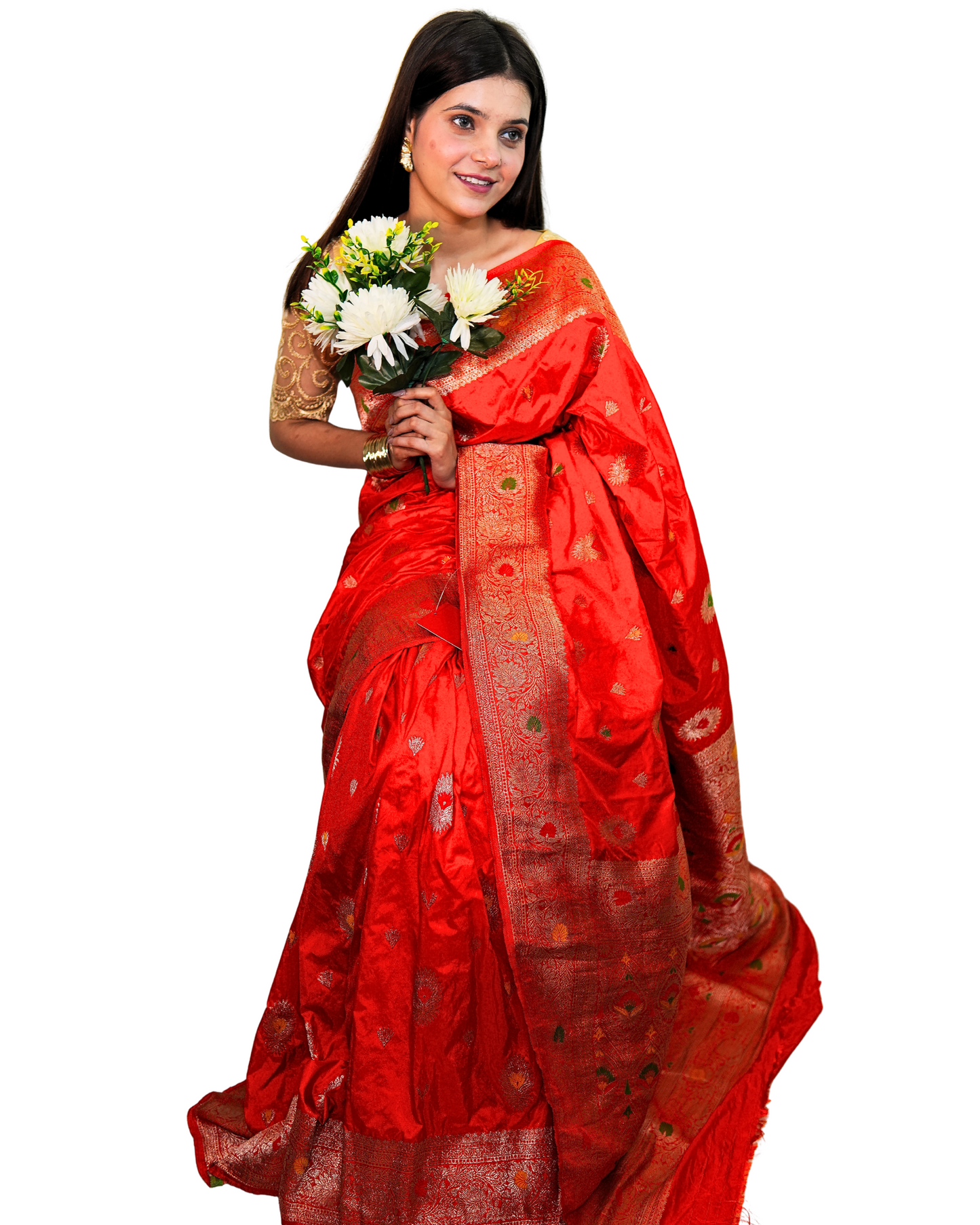Saffron Pure Silk Saree