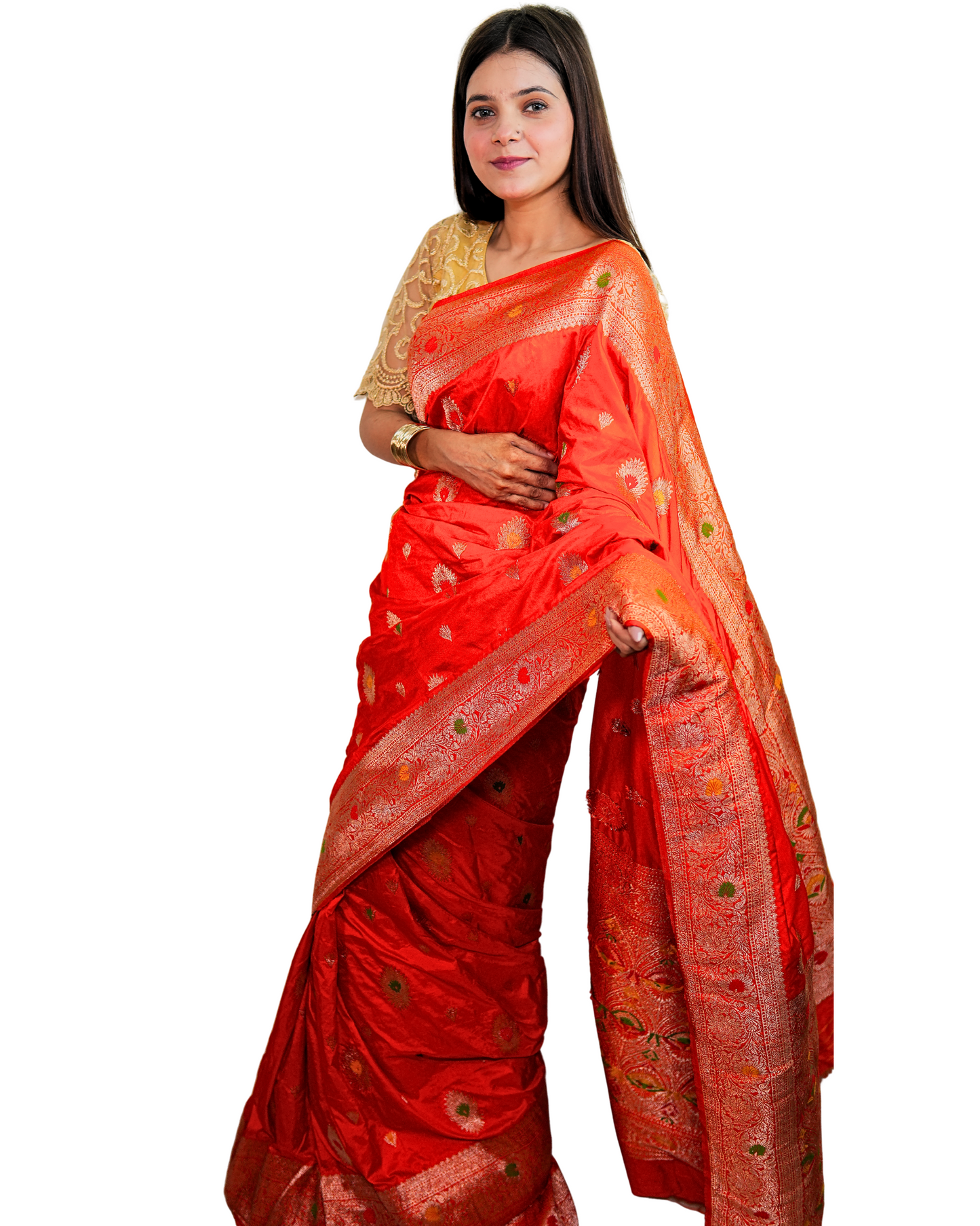 Saffron Pure Silk Saree