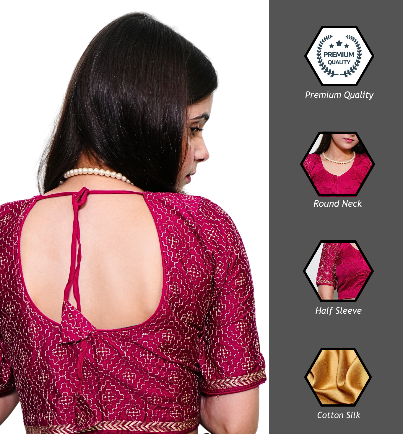 Gulnaar Wine Cotton Silk Blouse
