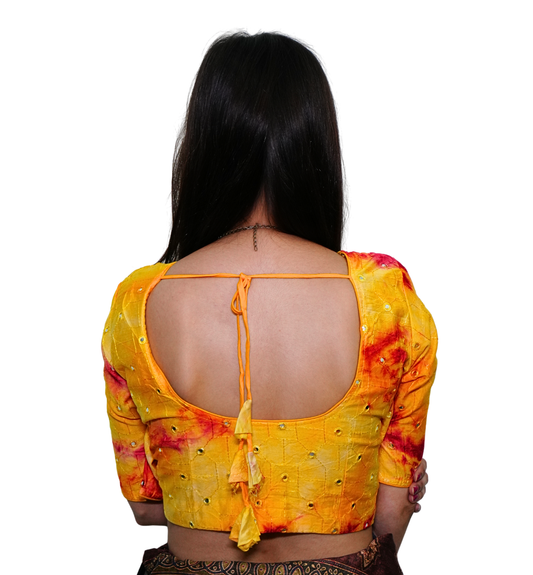 Kesariya Mirrorwork Festive Blouse