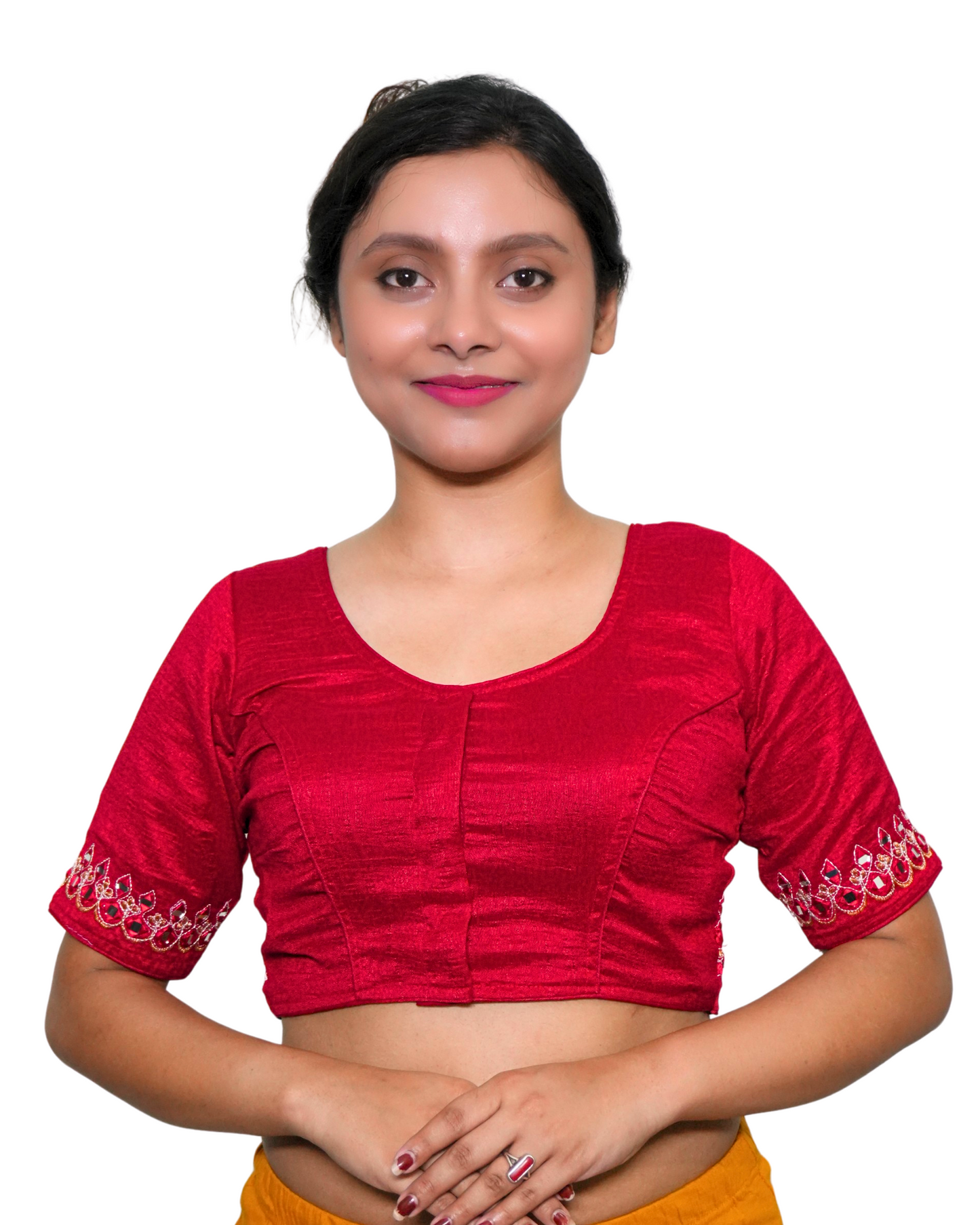 Laalima Red Embroidered Silk Blouse
