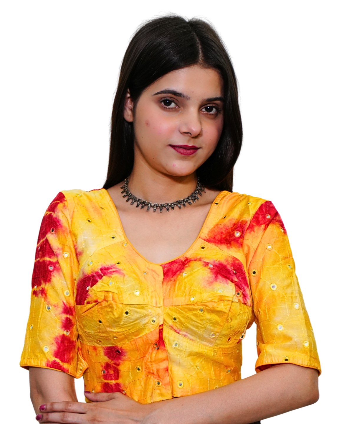Kesariya Mirrorwork Festive Blouse