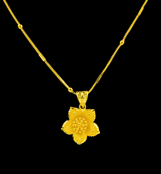 Golden Floral Pendant Set