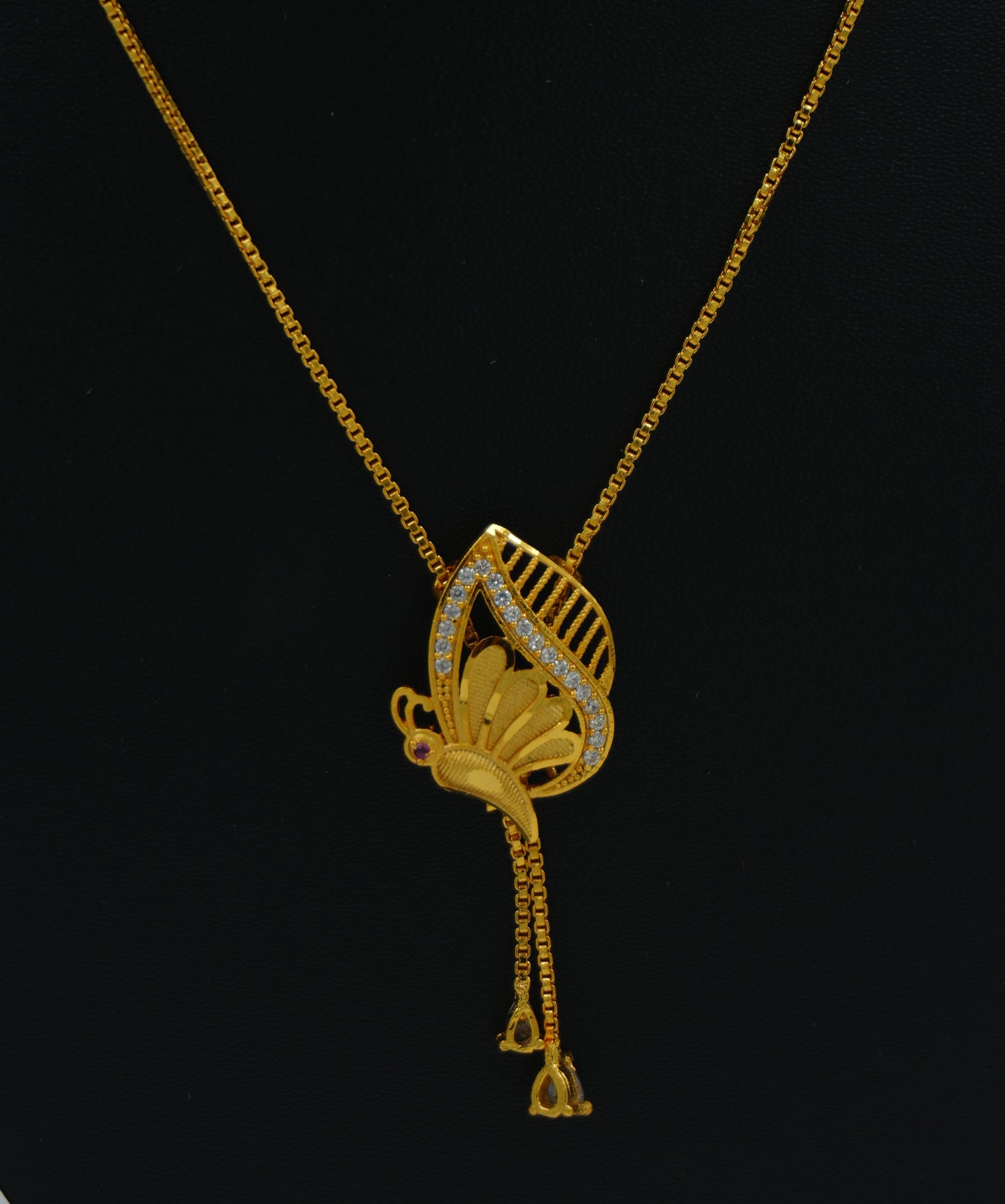 Butterfly Gold-Tone Pendant Set