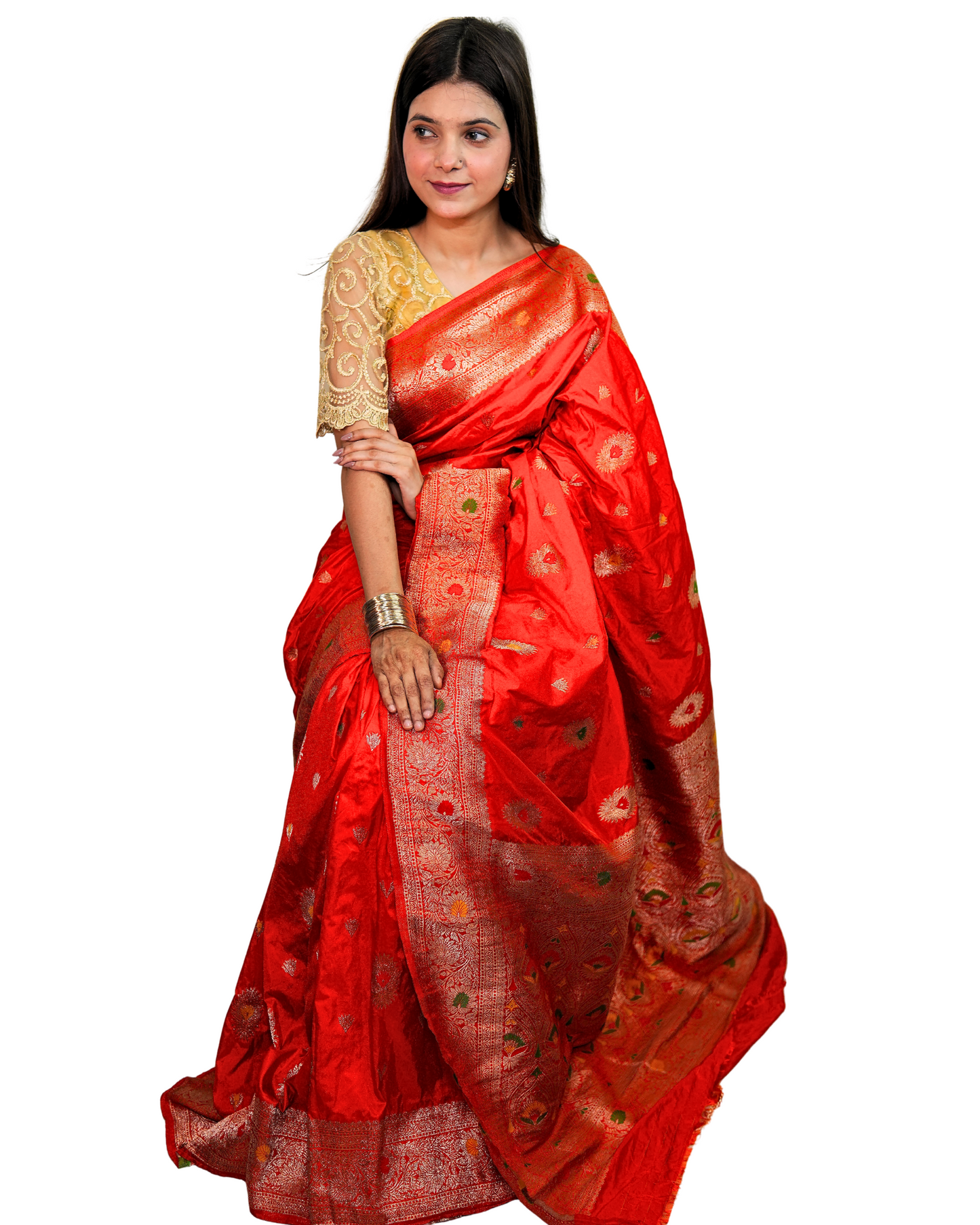 Saffron Pure Silk Saree