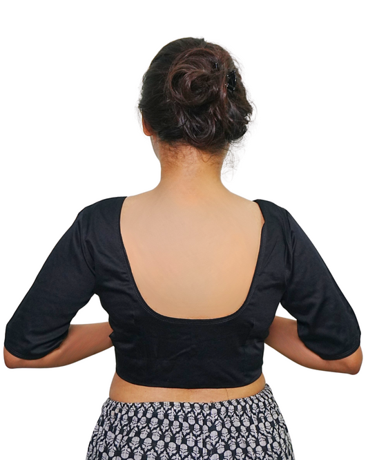 Kaajal Black Cotton Silk Blouse