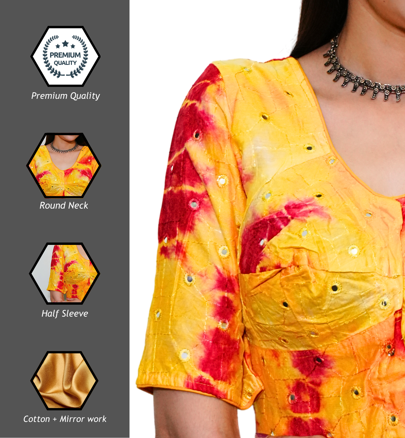 Kesariya Mirrorwork Festive Blouse