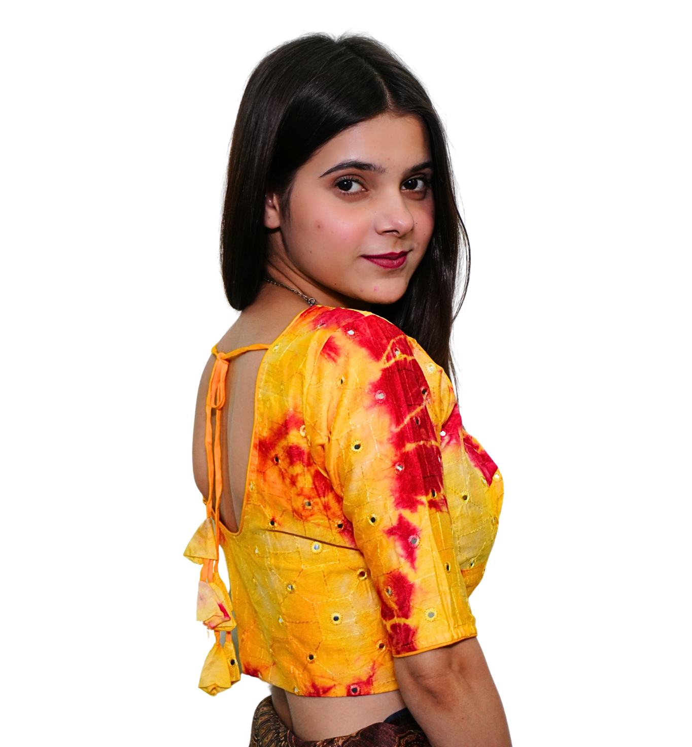 Kesariya Mirrorwork Festive Blouse
