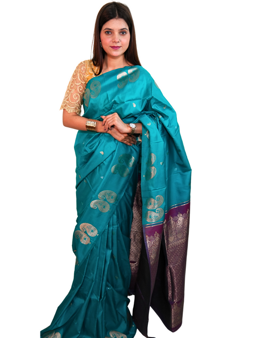 Teal Royal Pure Silk Saree