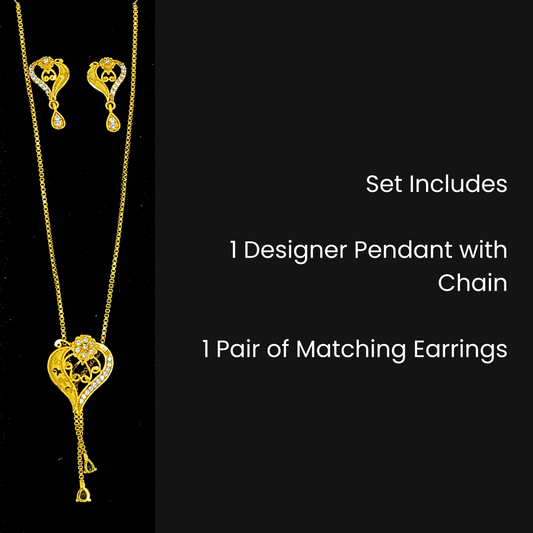 Golden Heart Pendant Set