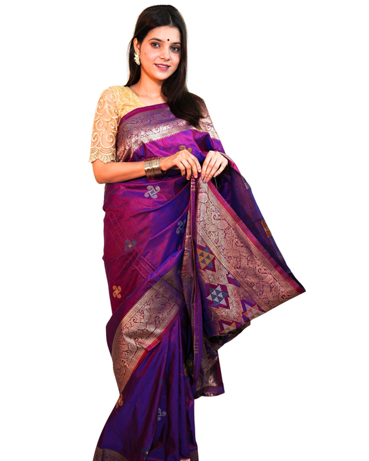 Neelakshi Purple Ikkat Silk Saree