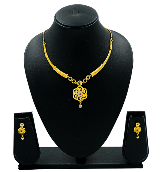 Padmavati Gold Spiral Pendant Set