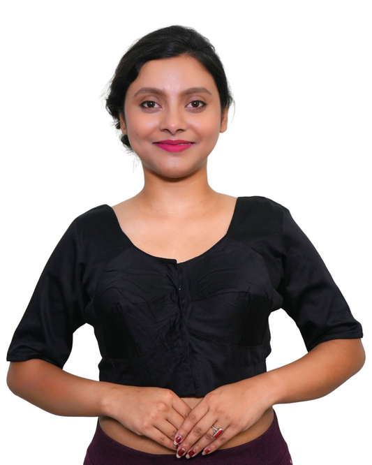 Kaajal Black Cotton Silk Blouse