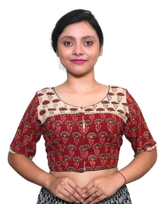Desi Gulmohar Blockprint Blouse